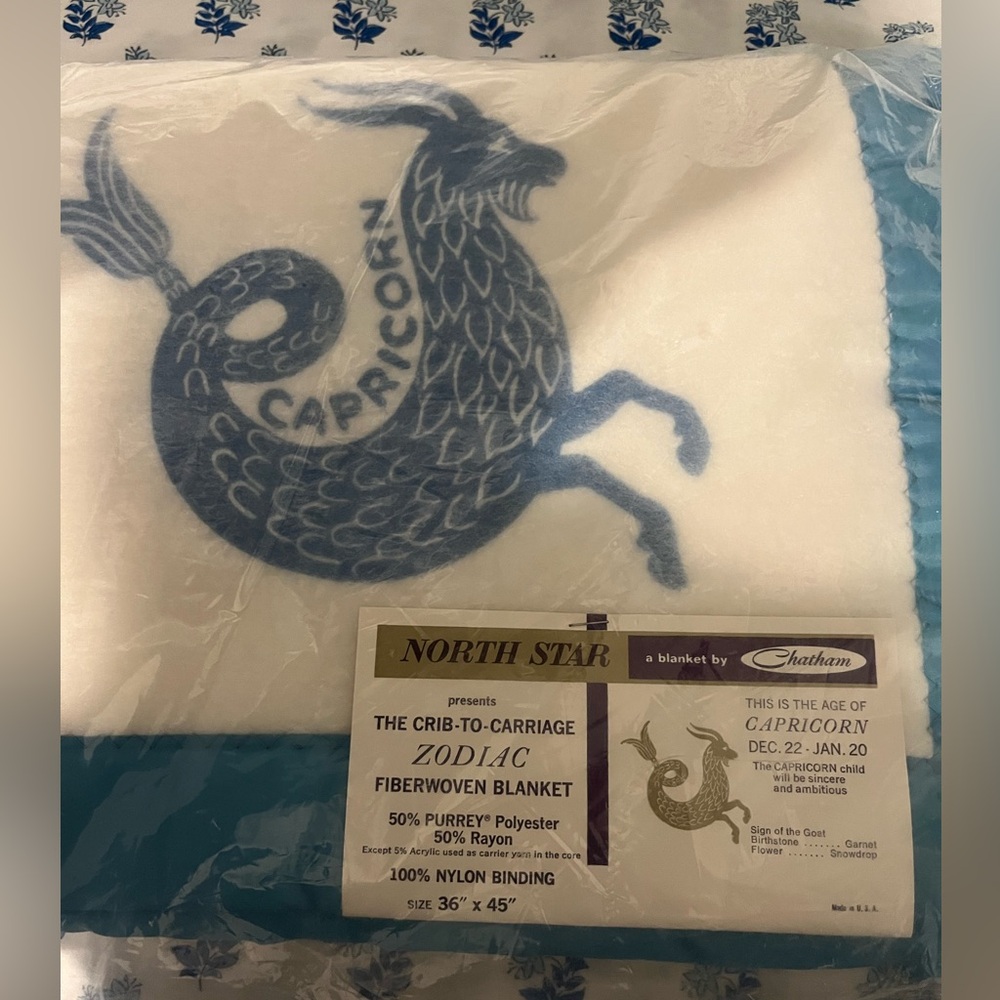 NIB Vintage Chatham Zodiac Capricorn Baby Blanket